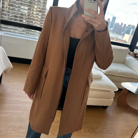 Theory Jackets & Blazers - Theory Tan Camel Wool/Cashmere Peacoat